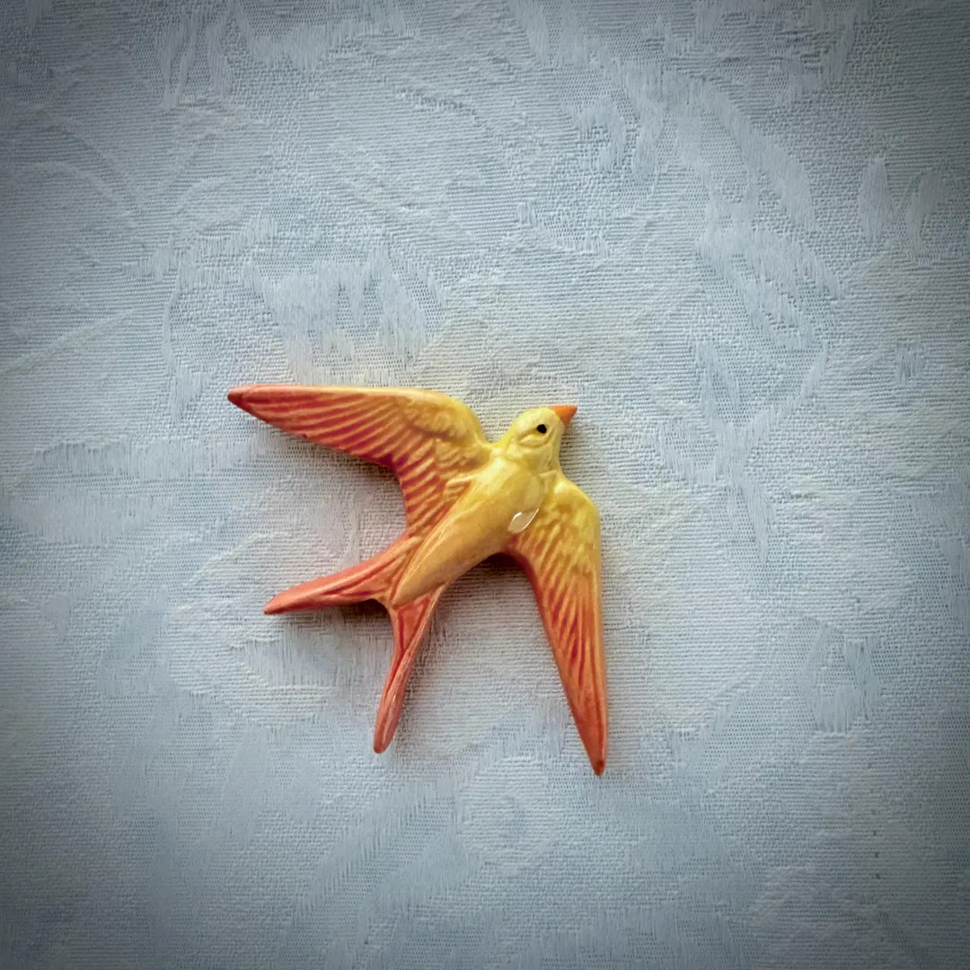 Gold/orange Ceramic Bird, Hand Painted Tile, Garden Mosaic Supply - Etsy | Etsy (US)