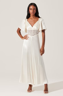 Aurelia Satin V-Neck Midi Dress | ASTR The Label (US)