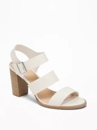 Old Navy Womens Three-Strap Block-Heel Sandals For Women Bone Size 10 | Old Navy US