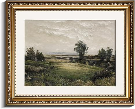 InSimSea Gold Picture Framed Wall Art, Living Room Bedroom Bathroom Vintage Wild Field Valley Can... | Amazon (US)