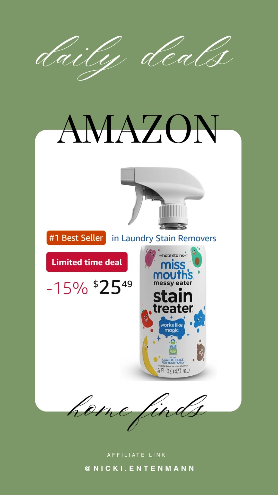 This Miss Mouth’s Messy Eater Stain Treater Spray brings cheerful convenience and effortless flair to everyday cleaning with modern charm. #StainRemover #MessyEater #CleaningEssentials #HomeCare #DailyCleaning #LifestyleGear #ModernLiving #TrendyHome #LaundryCare #SpotTreatment 🧴✨🌟
 

 #LTKdayinmylife #LTKHome #LTKSaleAlert