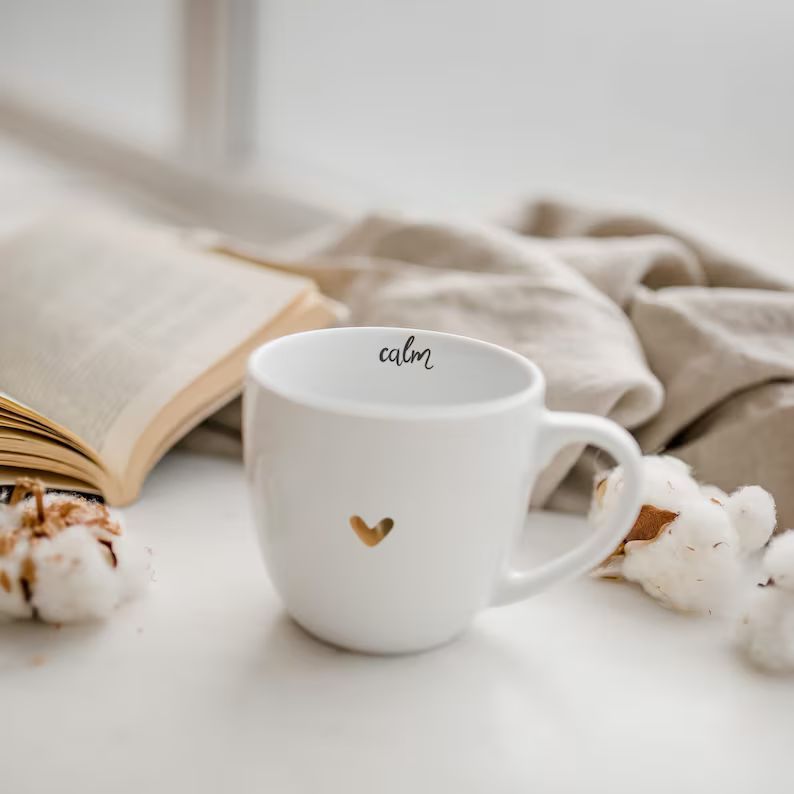 Coffee Lover White Porcelain Mug 300 Ml  Calm GOLDEN HEART - Etsy Canada | Etsy (CAD)