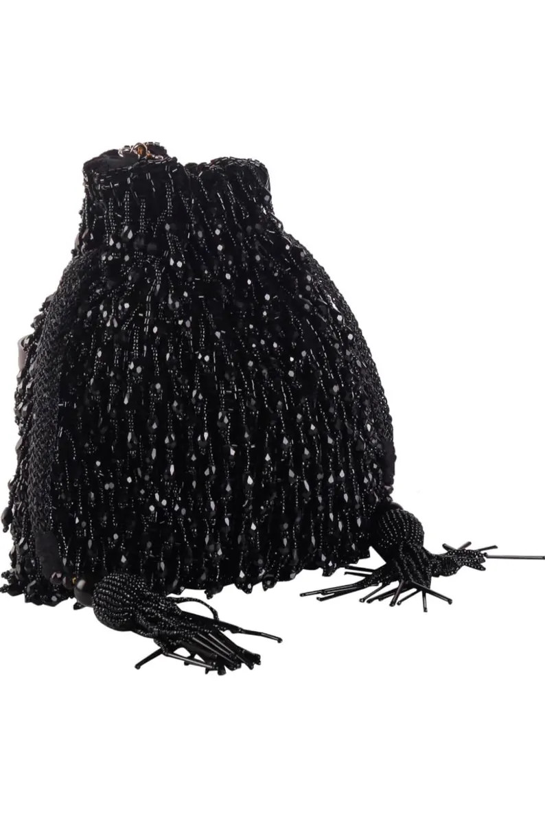 Black Beaded Potli Bag for Women | Handmade Indian Evening Clutch | Ethnic Bridal Purse With Tass... | Etsy (US)