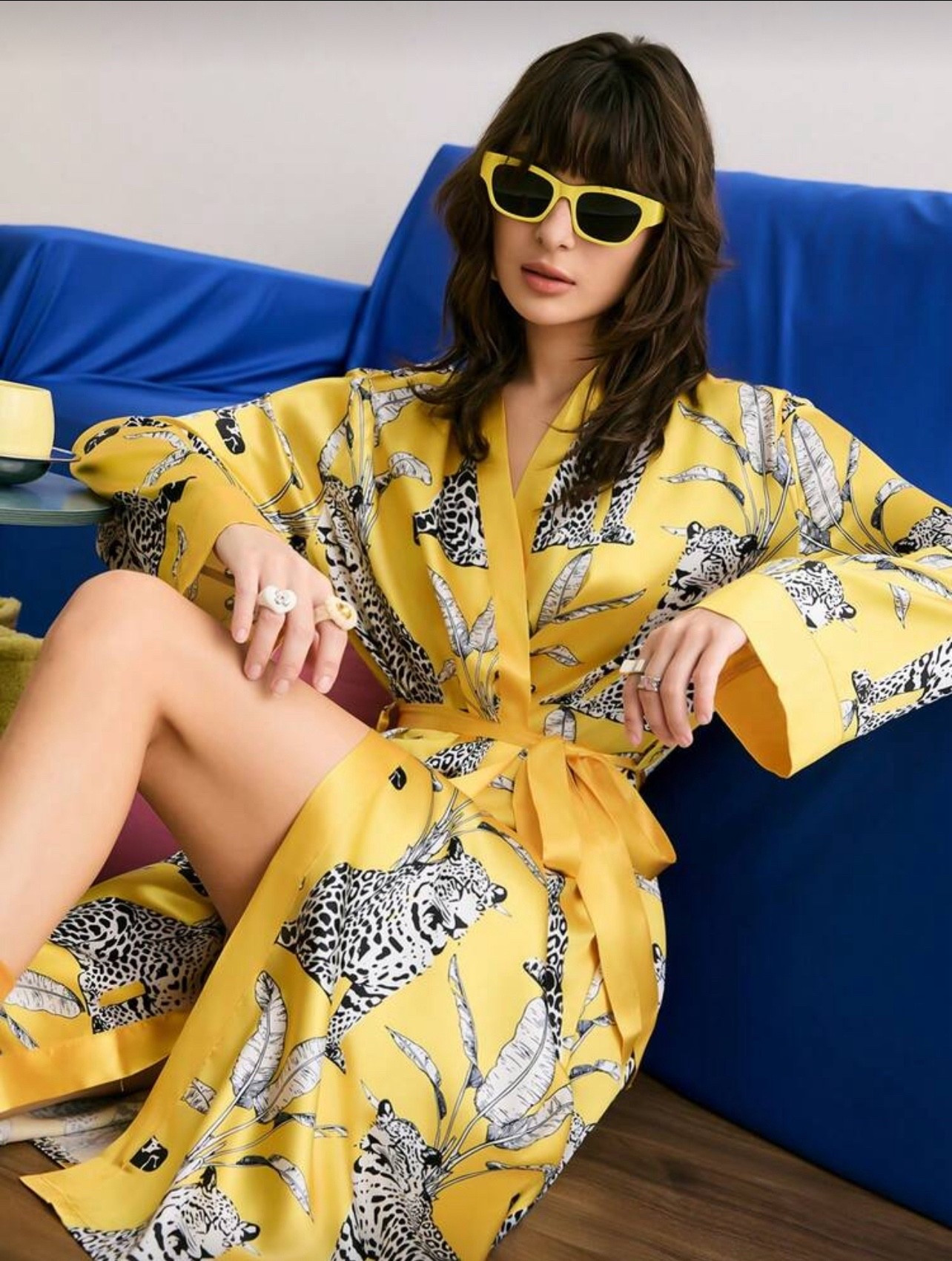 Leopard Print Satin Loose Long Sleeve Autumn/Winter Robe, Leopard Pattern INS Style Robe For Women Womens Robe Giraffe Cheetah Print Robe Yellow Robe Cheetah Print Pajama Robe

#LTKFindsUnder50