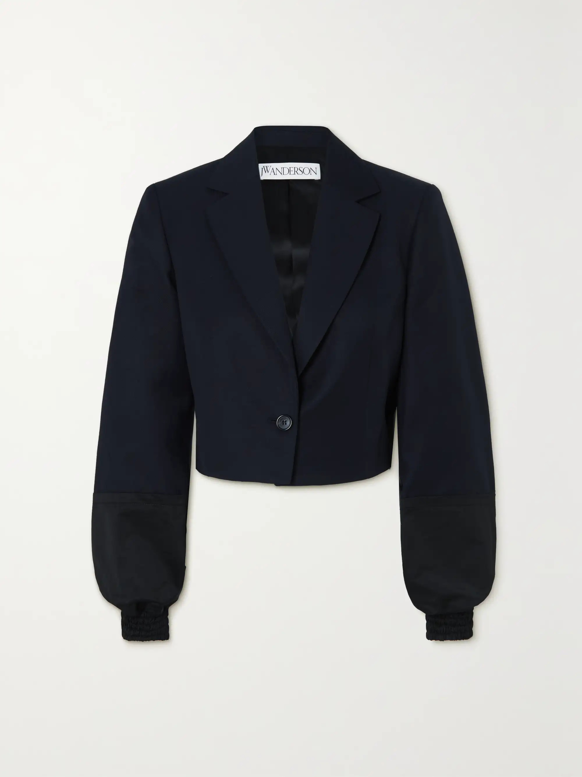 Cropped cotton blend-trimmed twill blazer | NET-A-PORTER (UK & EU)
