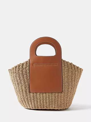 Mint Velvet Woven Basket Bag, Brown Tan | John Lewis (UK)