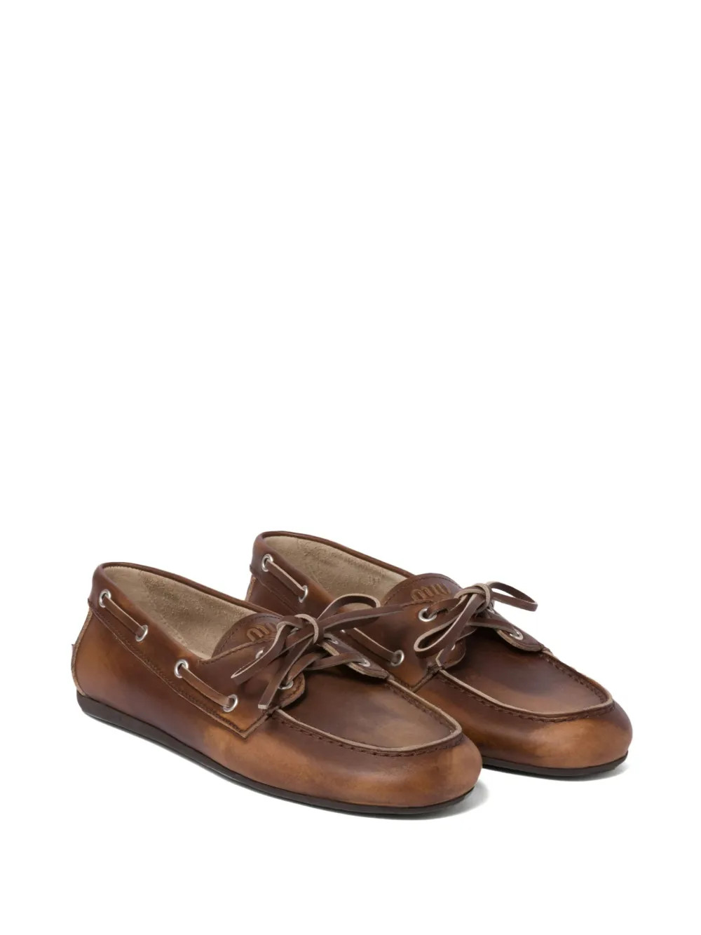 Miu Miu Bleached Leather Loafers - Farfetch | Farfetch Global
