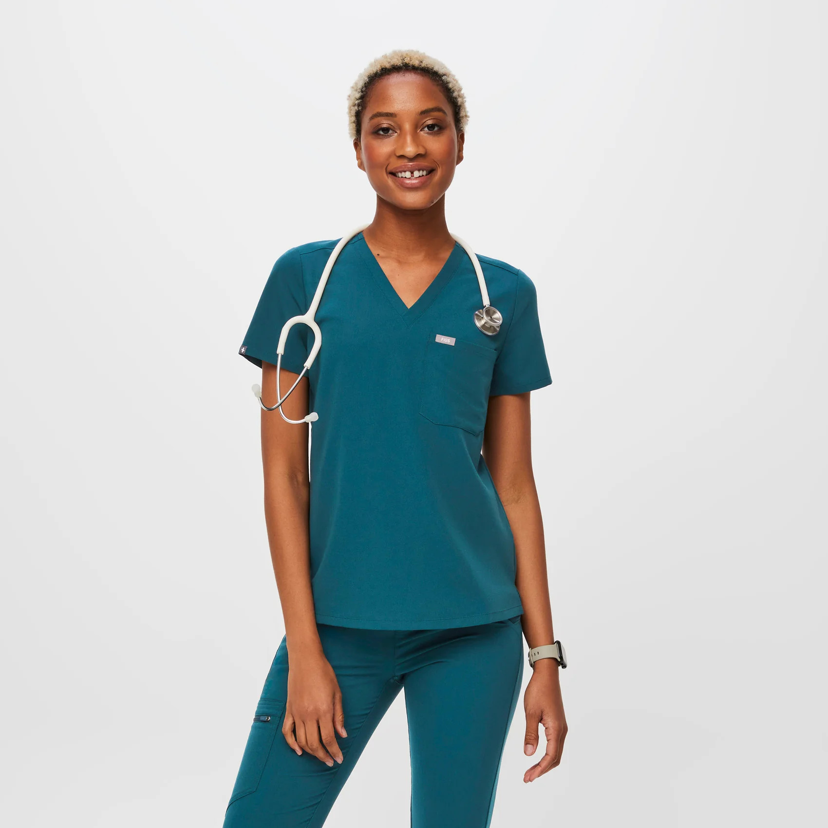 Women's Catarina One-Pocket Scrub Top™ - Caribbean Blue · FIGS | FIGS