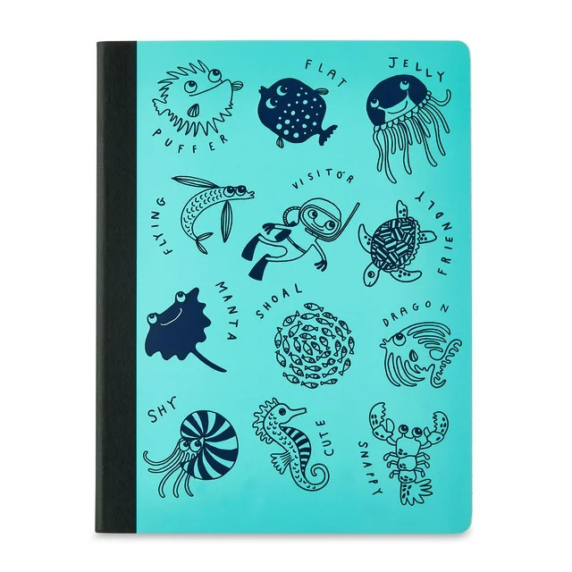 Pen+Gear Wide Ruled Composition Book, 7.5" x 9.5", 140 Sheets, Blue Sea Creatures - Walmart.com | Walmart (US)