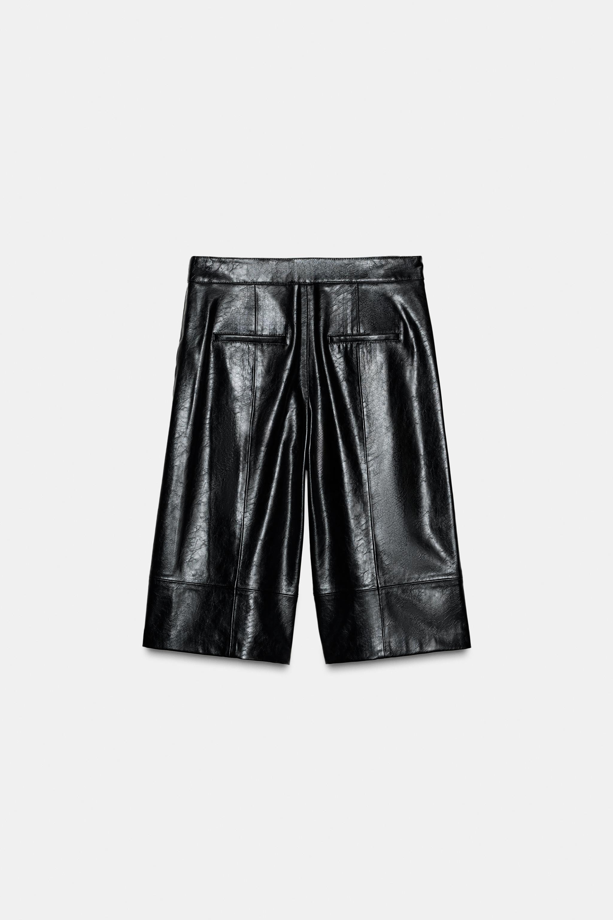 FAUX LEATHER LONG SHORTS | Zara US