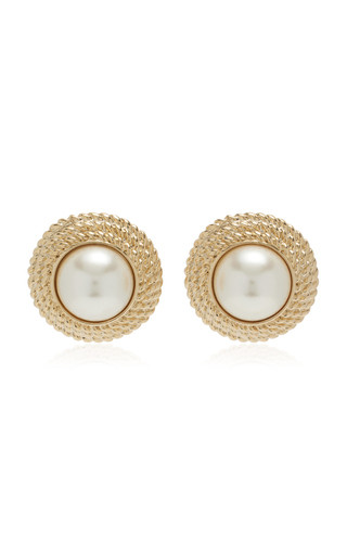 Exclusive 80s 24K White Gold-Plated Pearl Earrings | Moda Operandi (Global)