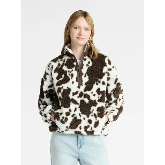 No Boundaries Plush Half-Zip Pullover, Women's | Walmart (US)