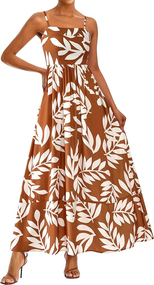 PRETTYGARDEN Summer Dresses for Women 2025 Beach Maxi Dress Spaghetti Strap Floral Boho A Line We... | Amazon (US)