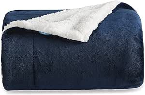Bedsure Sherpa Fleece Throw Blanket for Couch - Navy Blue Thick Fuzzy Warm Soft Blankets and Thro... | Amazon (US)