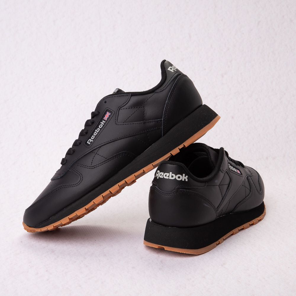 Womens Reebok Classic Leather Athletic Shoe - Black / Gum | Journeys