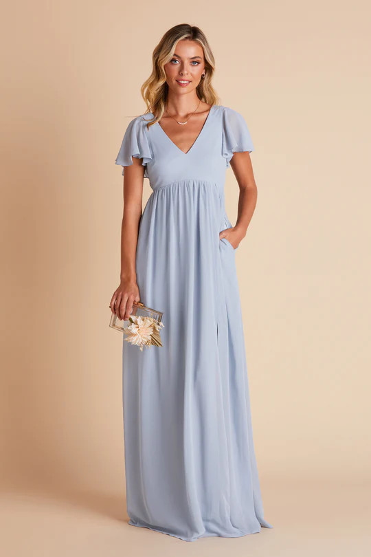 Hannah Empire Dress - Dusty Blue | Birdy Grey