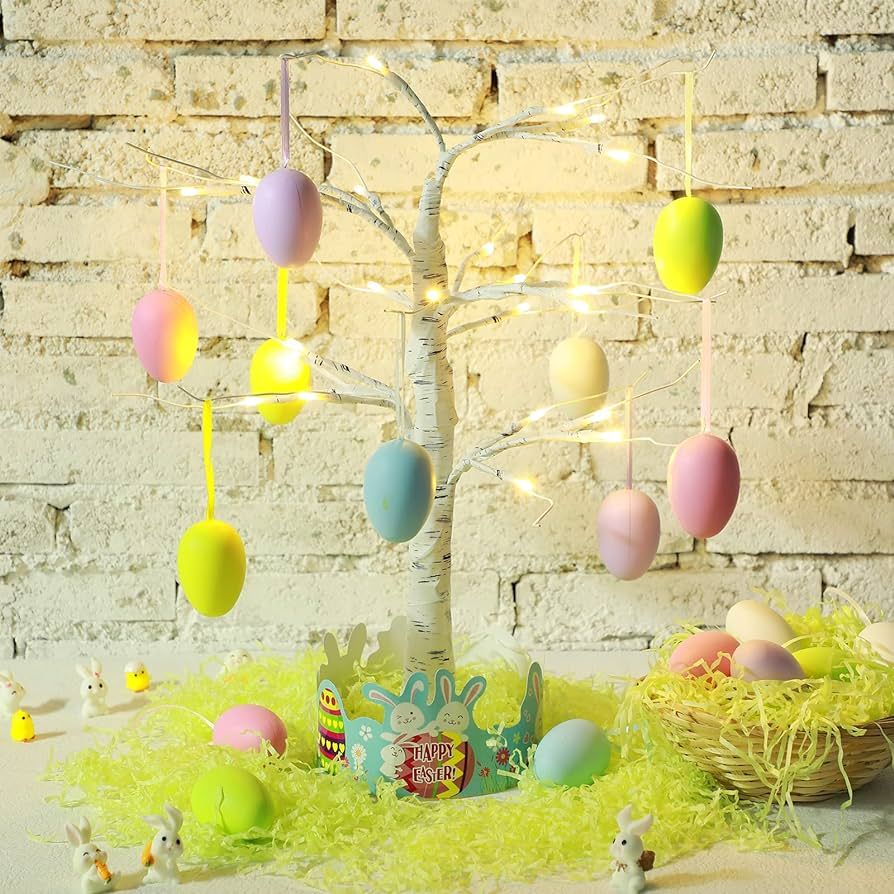 Jutom Easter Tree Decoration, 2 ft 24 LED Easter Egg Tree with 12 Pcs Easter Egg and Easter Bunny... | Amazon (US)