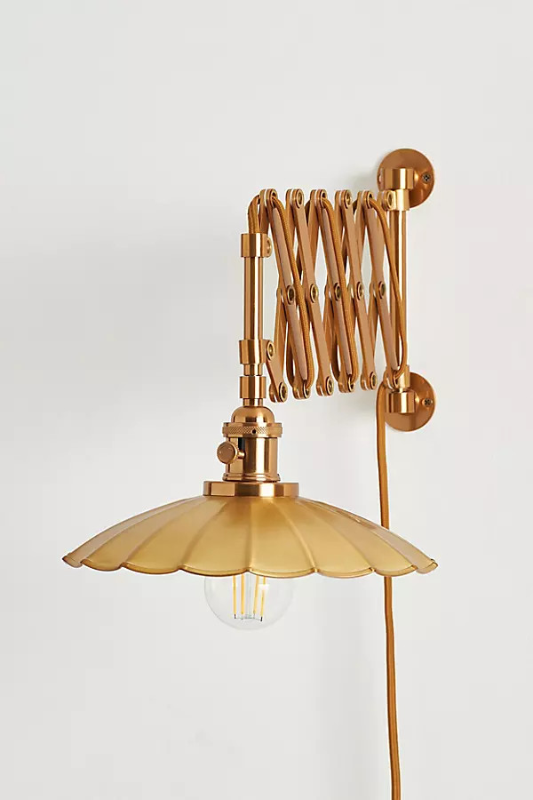 Greta Scalloped Accordian Plug-In Sconce Wall Light | Anthropologie (US)