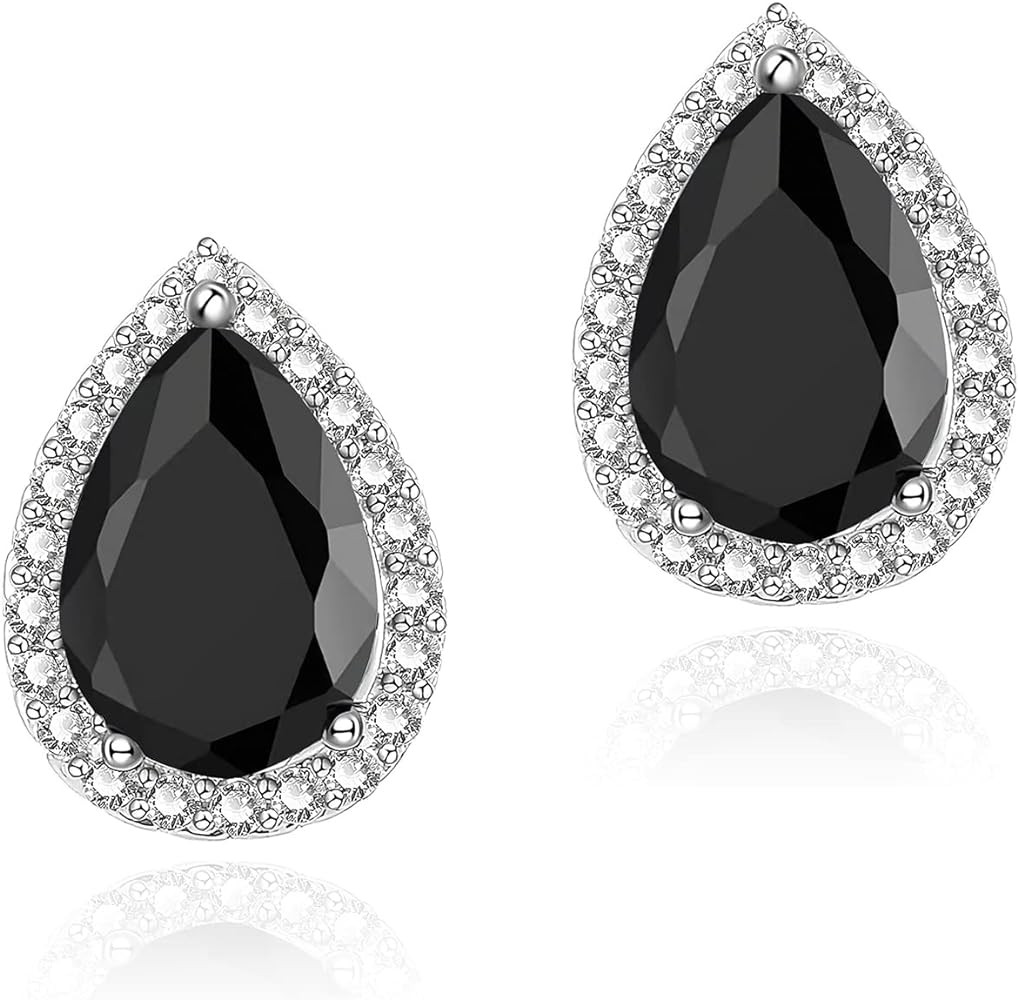 Cubic Zirconia Earrings Studs, CZ Stud Earrings YOMELA White Gold 10MM Square Round Teardrop Hear... | Amazon (US)