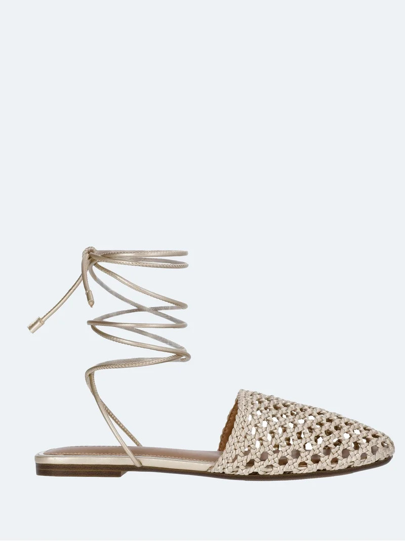 Free Assembly Women's Woven Wrap Slide Flats | Walmart (US)