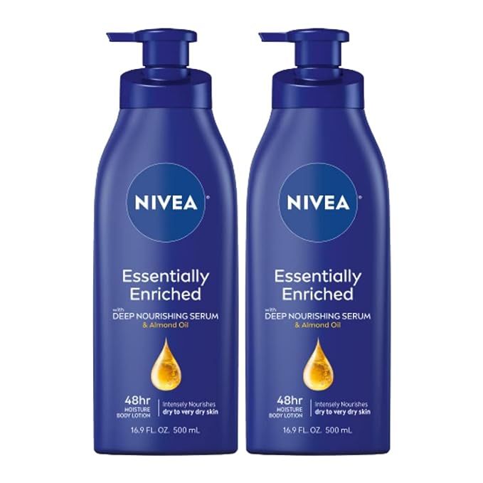 Amazon.com : NIVEA Essentially Enriched Body Lotion for Dry Skin, Pack of 2, 16.9 Fl Oz Pump Bott... | Amazon (US)