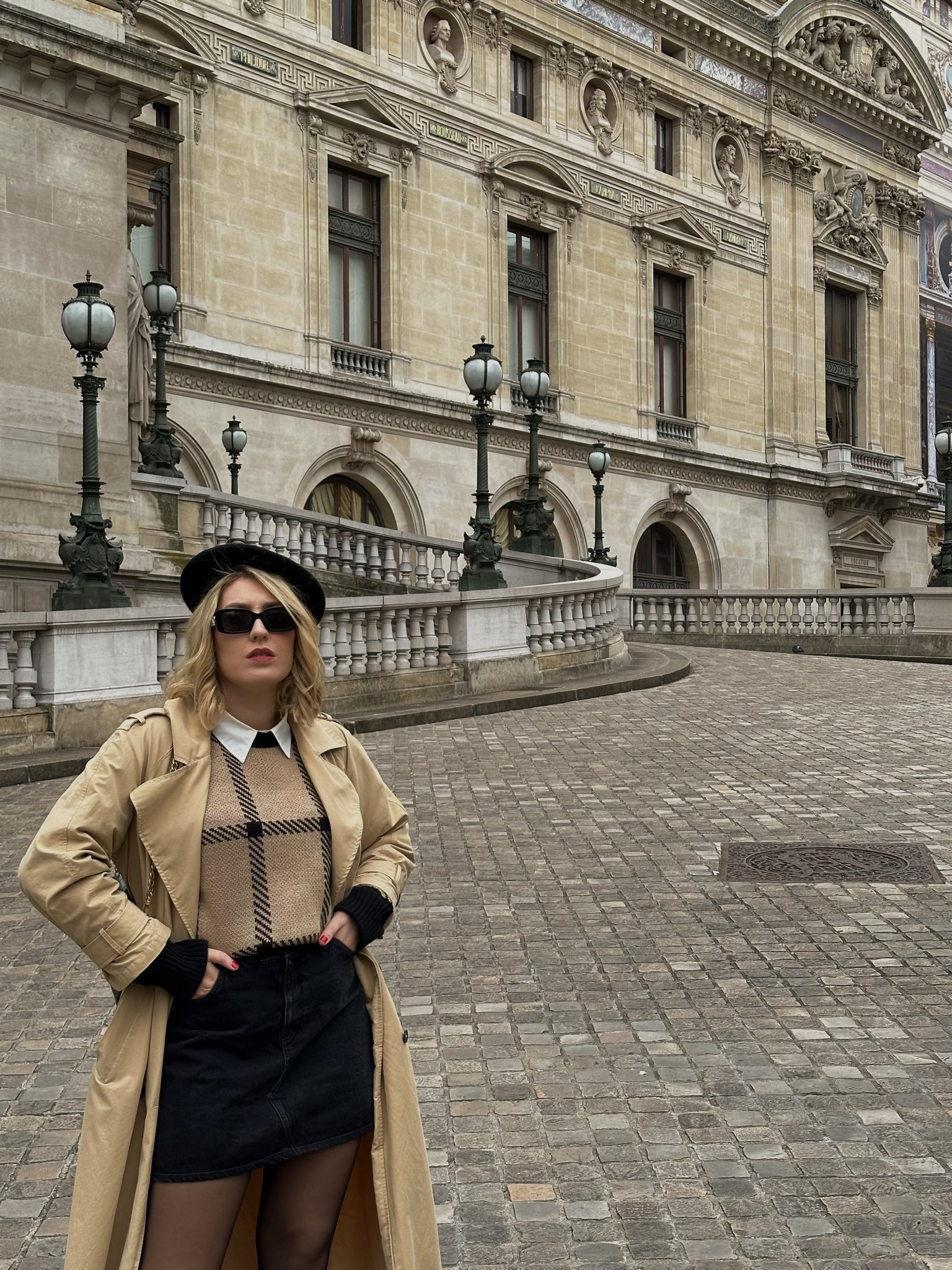 Parisian Style Outfit inspiration. Spring fashion, effortlessly chic, city break, H&M, trench coat, denim skirt, YSL sunglasses, YSL bag, beret, white shirt, loafers. 

#LTKeurope #LTKSeasonal #LTKfit