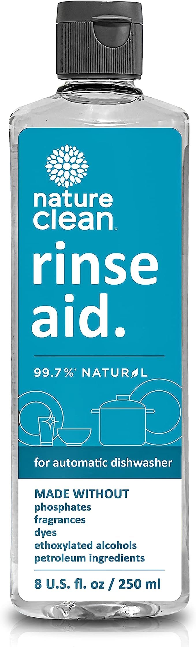 NATURE CLEAN Natural Dishwasher Rinse Aid Liquid, 99.7% Plant-Based Ingredients, Non-Toxic High-E... | Amazon (US)