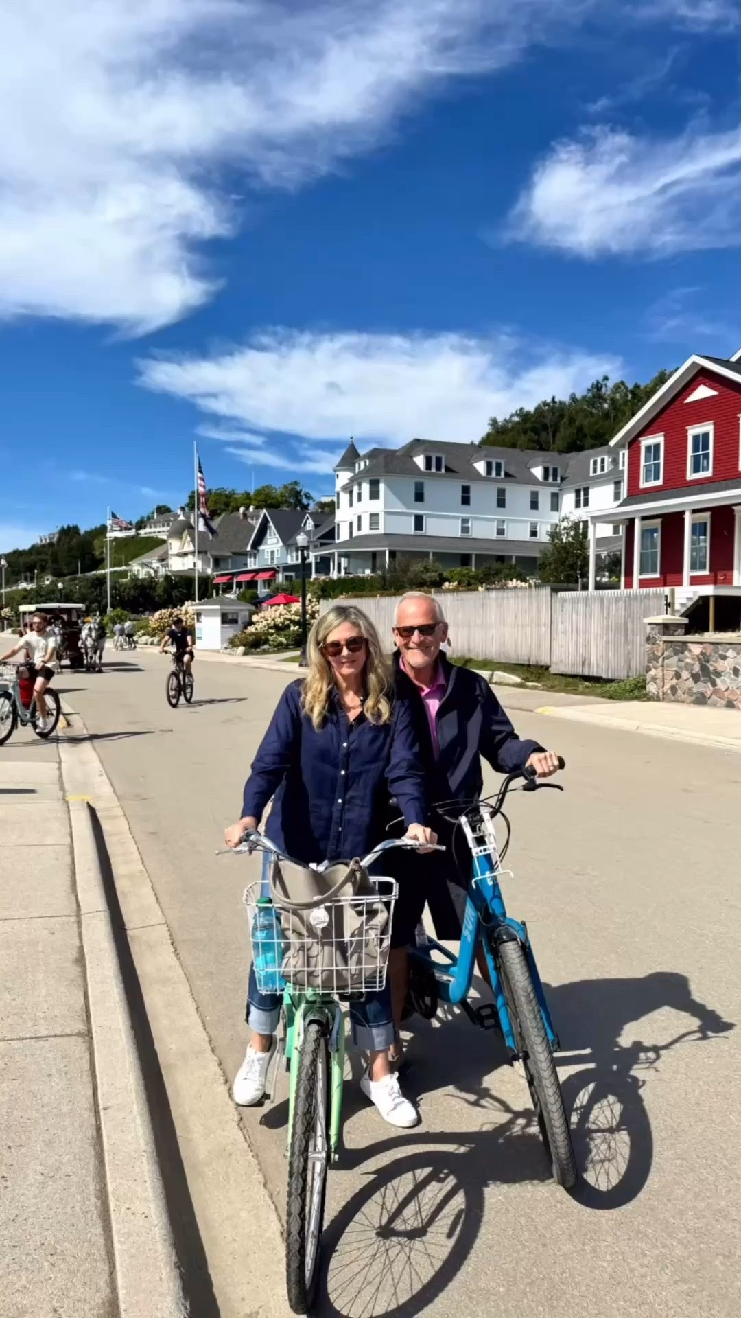 Things to do on Mackinac Island. Rent bikes about $16 per hour and ride around the entire island. Paved bike path. Relatively flat so beautiful! I wore cuffed jeans and navy linen shirt with sneakers.

#LTKdayinmylife #LTKTravel #LTKOver40