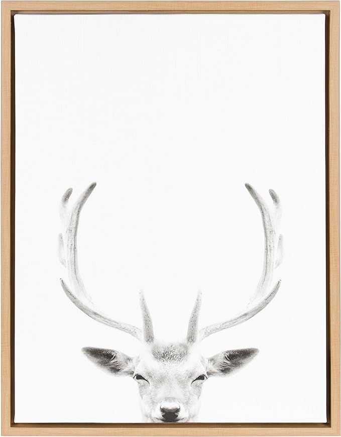 Kate and Laurel - Sylvie Deer Black and White Animal Portrait Framed Canvas Wall Art by Simon Te ... | Amazon (US)