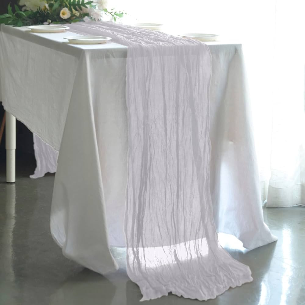 Efavormart 10FT Silver Cheesecloth Table Runner, Gauze Fabric Boho Wedding Arbor Decor | Amazon (US)