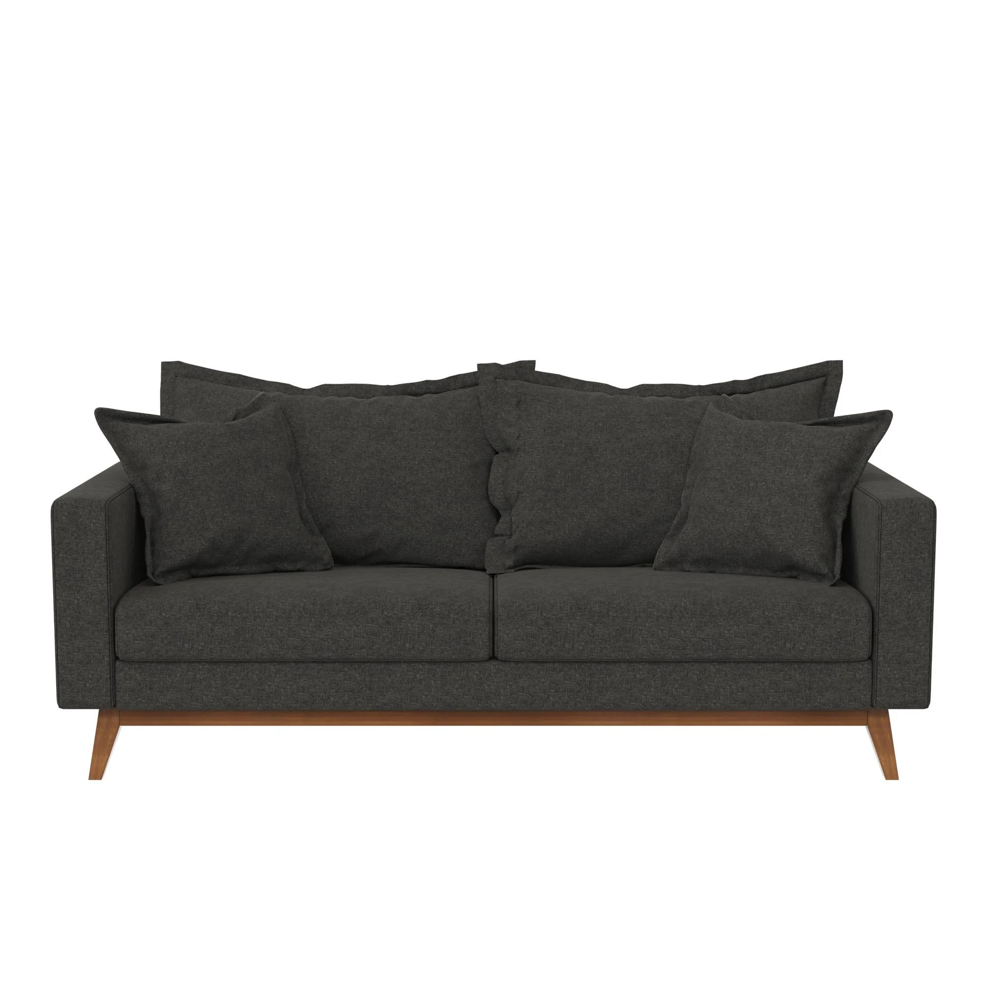 DHP Miriam Pillowback Wood Base Sofa, Gray Linen | Walmart (US)