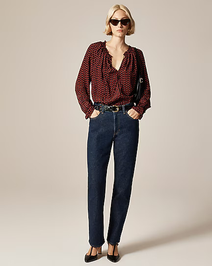 Popover top in ditsy floral crepe de chine | J. Crew US