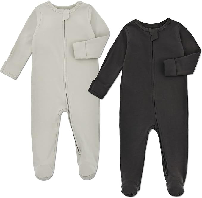 Aablexema Baby Pajamas with Feet and Mittens 2-Pack Zip Up Infant Cotton Long Sleeve Footies Slee... | Amazon (US)