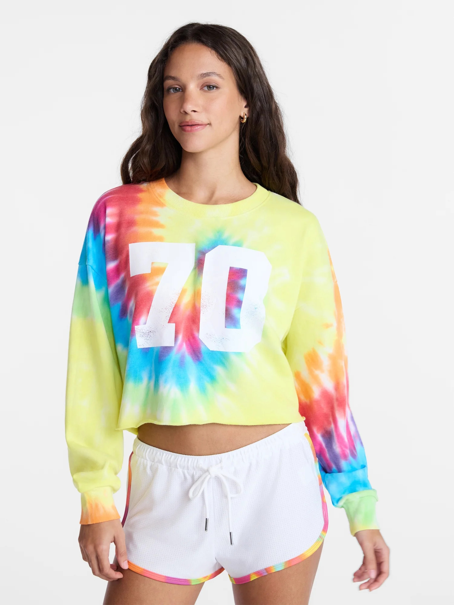 No Boundaries Graphic Washed Cropped Crewneck Sweatshirt, Women's XXS-XL | Walmart (US)
