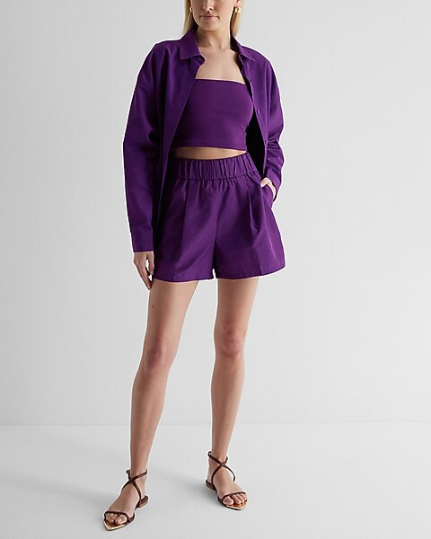 Stylist Super High Waisted Pleated Pull On Shorts | Express
