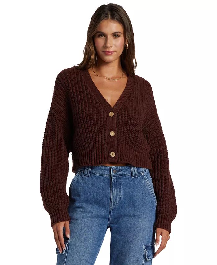 Roxy Juniors' Sundaze Chunky Cropped Cardigan Sweater - Macy's | Macy's