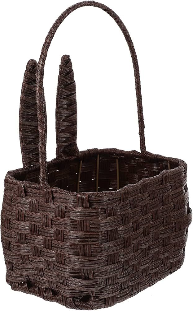 ABOOFAN Easter Rattan Basket with Handle Easter Bunny Ear Tote Bag for Eggs Portable Basket Candy... | Amazon (US)