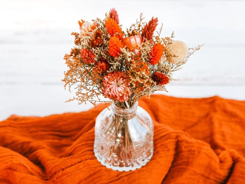 Mini Fall Dried Flower Arrangement Terracotta Dried Florals - Etsy | Etsy (US)
