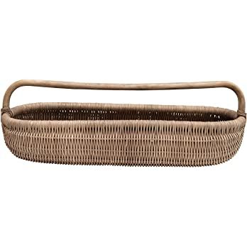 Creative Co-Op Hand-Woven Rattan Basket with Handle, Natural Tray | Amazon (US)