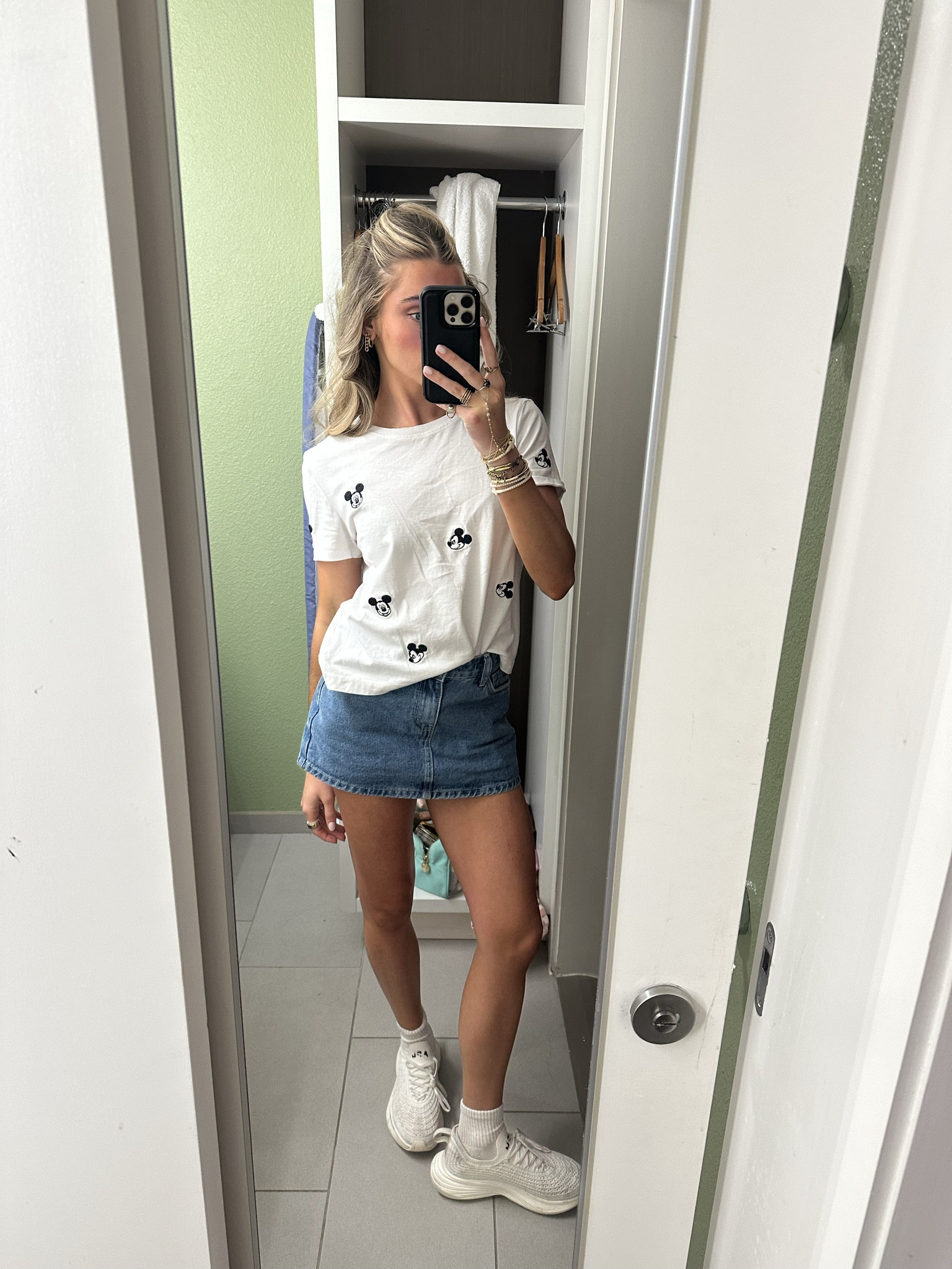 Disney outfit for Epcot! My shirt is old from Zara. My denim skort is from City Beach. My sneakers are from APL  

#LTKFindsUnder100 #LTKootd #LTKSeasonal