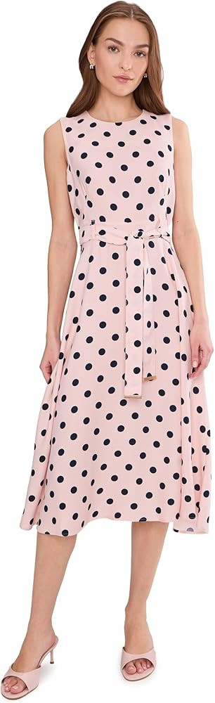Calvin Klein Sleeveless Dot Crepe Polka Dot Self Tie Midi Aline | Amazon (US)