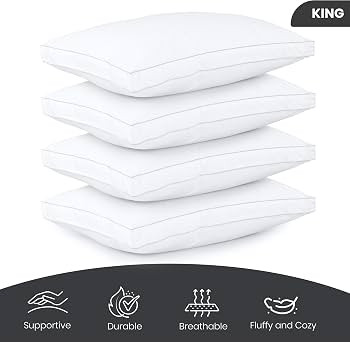 Utopia Bedding Bed Pillows for Sleeping King Size (White), Set of 4, Cooling Hotel Quality, Gusse... | Amazon (US)