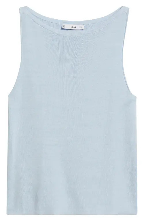MANGO Suenyo Boat Neck Cotton Blend Top in Sky Blue at Nordstrom, Size Medium | Nordstrom