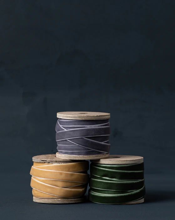 Green Velvet Ribbon on Wooden Spool | McGee & Co.
