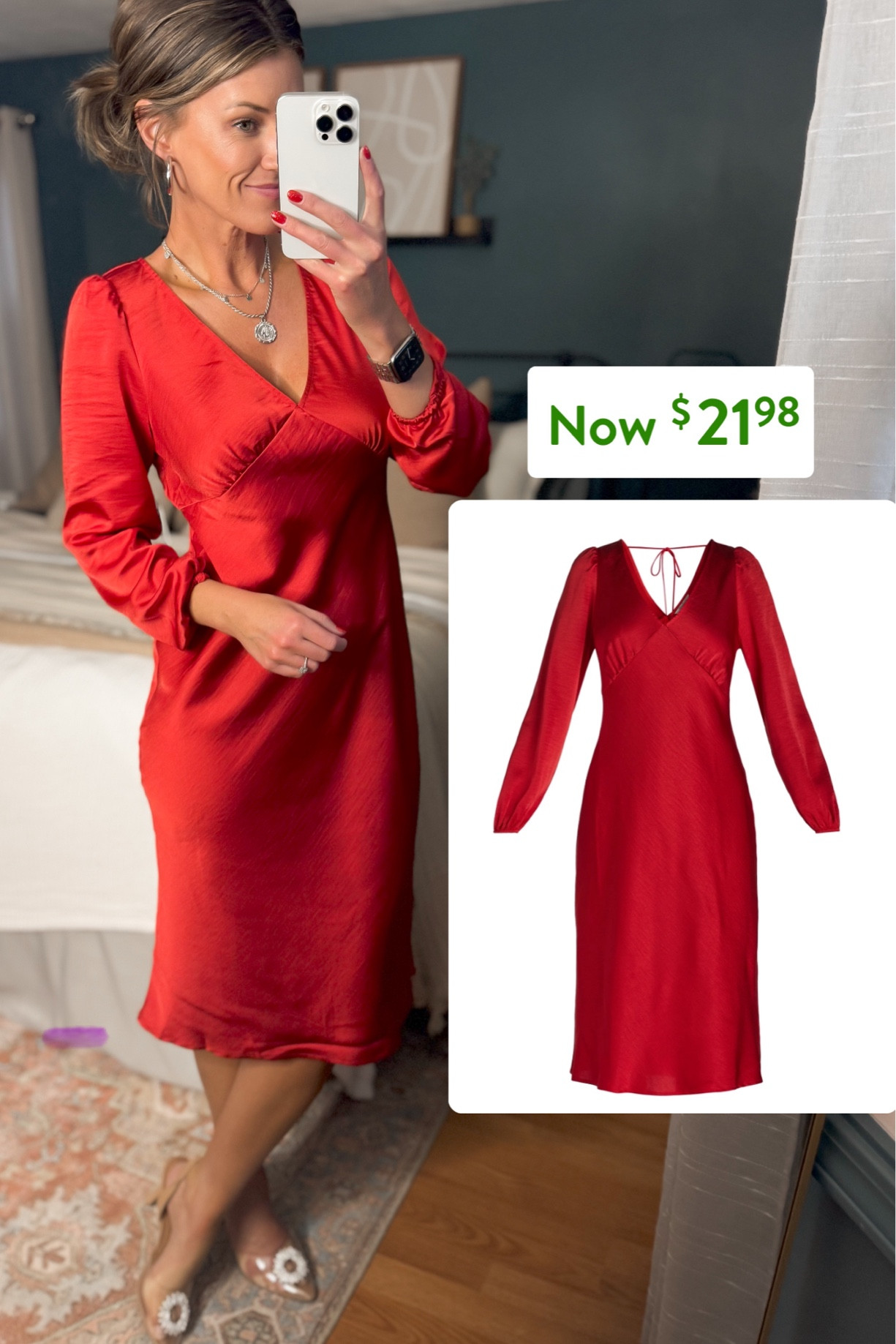 Walmart holiday dress down to $22. Wearing small 

#LTKStyleTip #LTKSeasonal #LTKHoliday
