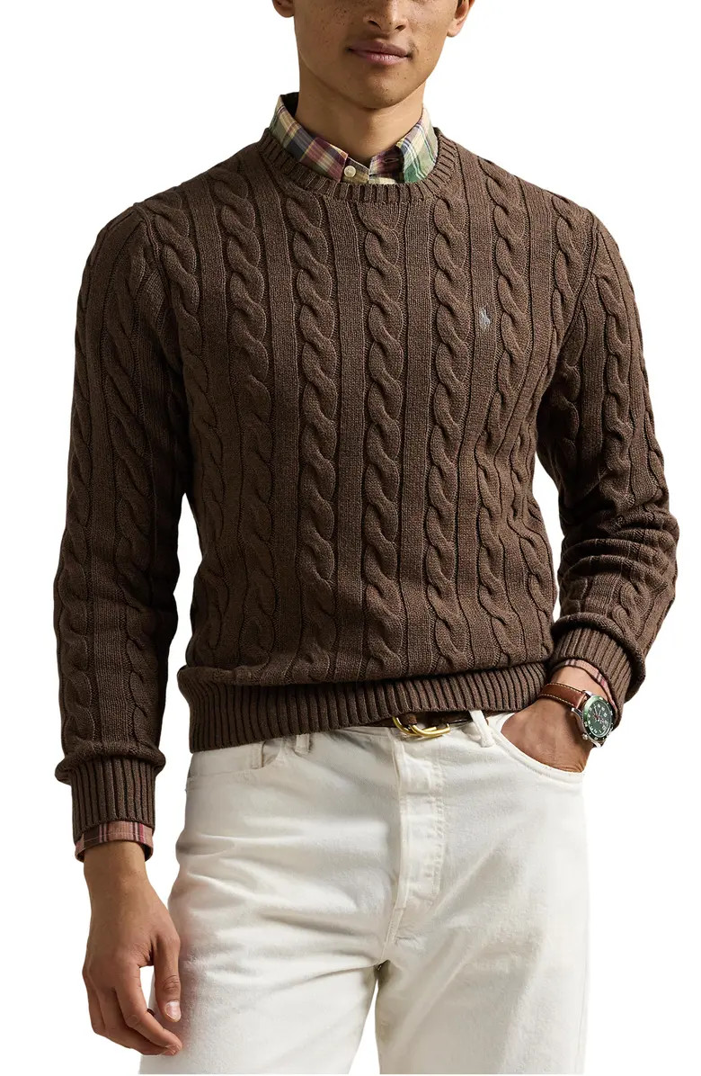 Polo Ralph Lauren Cable Knit Cotton Crewneck Sweater | Nordstrom | Nordstrom