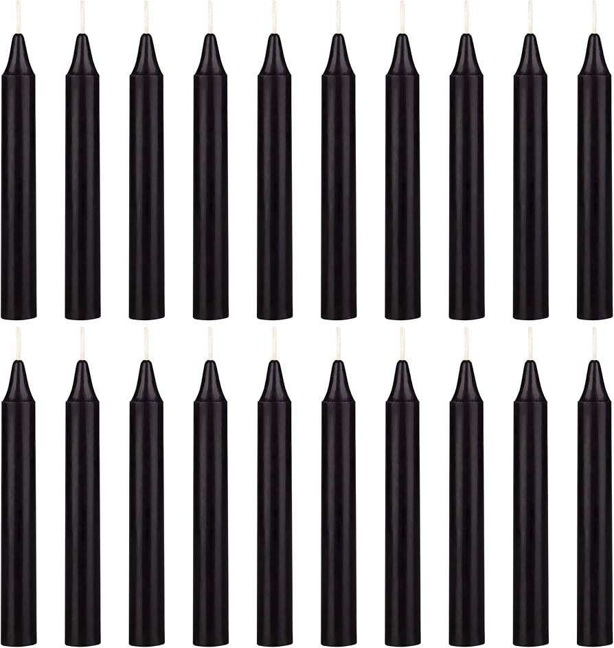 Mega Candles 20 pcs Unscented Black Exquisite Mini Taper Candle, 4 Inch Tall x 1/2 Inch Diameter,... | Amazon (US)