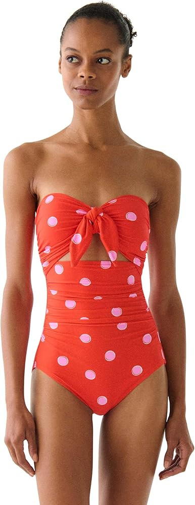 kate spade new york Women's Tie Front Bandeau One Piece Swimsuit | Amazon (US)