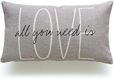 Hofdeco Lumbar Pillow Case Grey Love is All You Need His and Her Love Script Heavy Weight Fabric ... | Amazon (US)