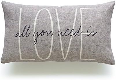 Hofdeco Lumbar Pillow Case Grey Love is All You Need His and Her Love Script Heavy Weight Fabric ... | Amazon (US)